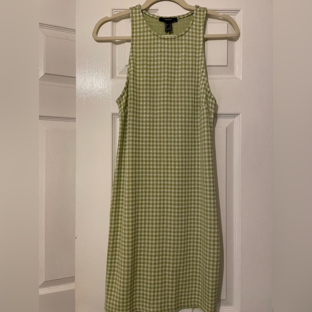 Forever 21 light green checkered dress